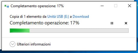 Windows 10 - Esplora File - Copia in corso