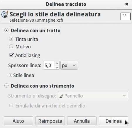 GIMP - Delinea tracciato